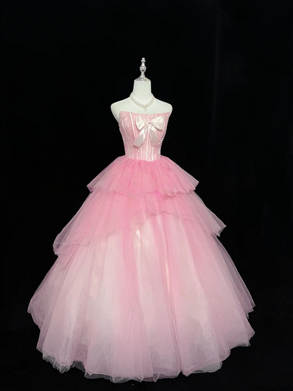 Ball Gown Pink Prom Dress With Blow Tulle Sweet 16 Birthday Dress  J9539