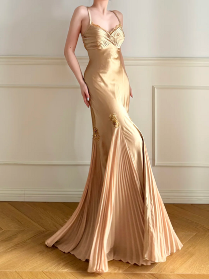 Robe de bal bustier violette en satin avec appliques, robe de soirée formelle J9413