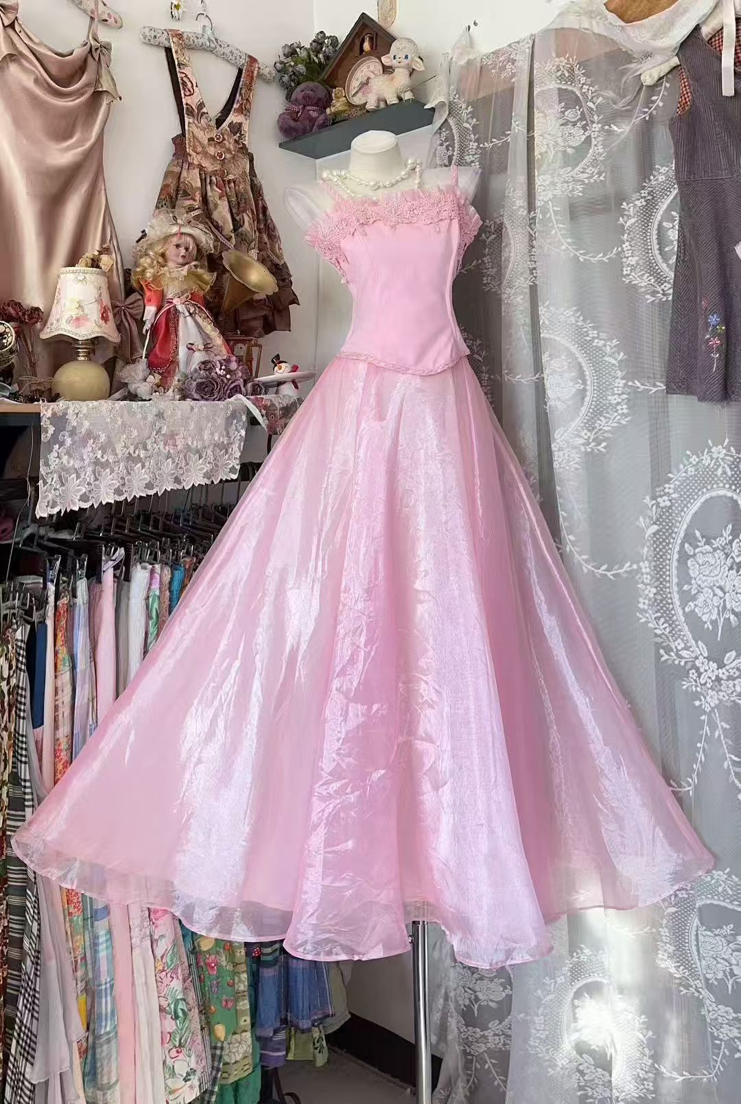 Trägerloses silbernes Vintage-Abendkleid, A-Linie, Geburtstagskleid J9370