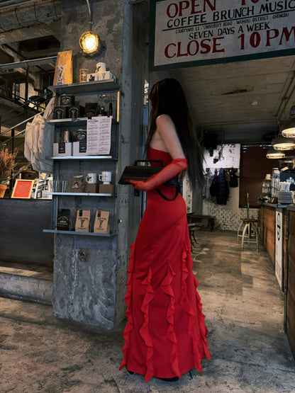 Trägerloses silbernes Vintage-Abendkleid, A-Linie, Geburtstagskleid J9370