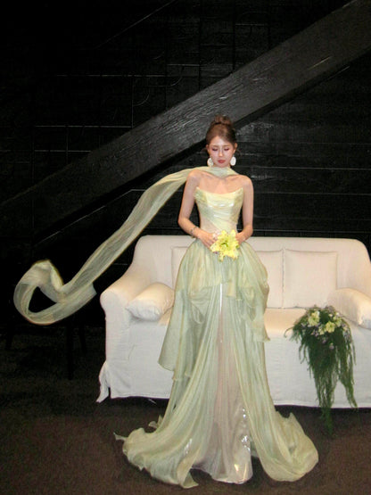 Trägerloses silbernes Vintage-Abendkleid, A-Linie, Geburtstagskleid J9370