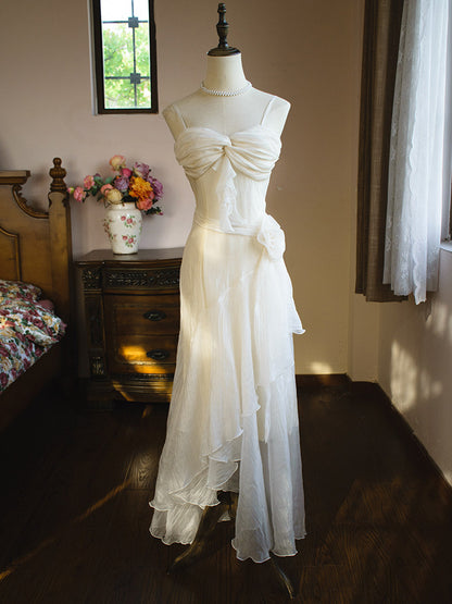 Vintage Ivory Evening Dress Sheath Formal Prom Dress  J9556