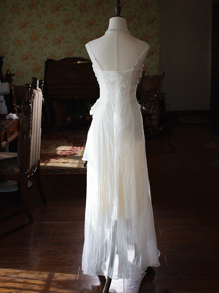 Vintage Ivory Evening Dress Sheath Formal Prom Dress  J9556