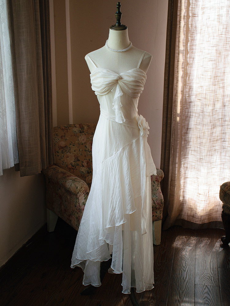 Vintage Ivory Evening Dress Sheath Formal Prom Dress  J9556