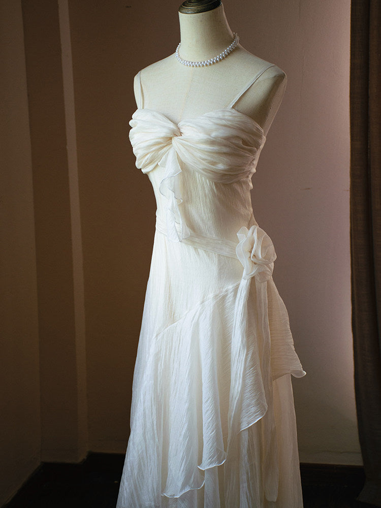 Vintage Ivory Evening Dress Sheath Formal Prom Dress  J9556