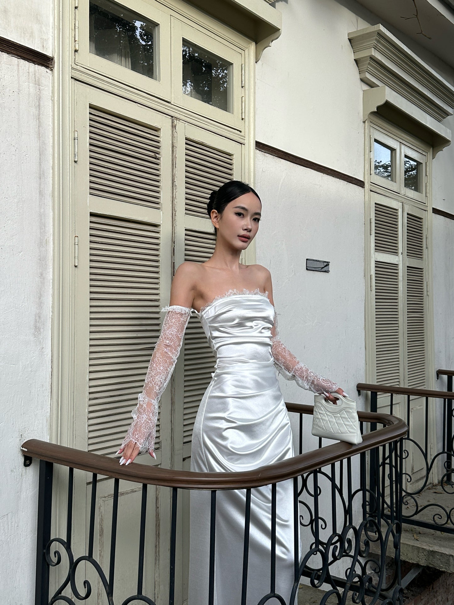 Strapless Sheath Stain White Evening Dress Elegant Wedding Dress  J9558