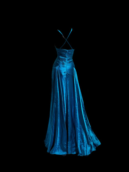 Robe de bal bustier violette en satin avec appliques, robe de soirée formelle J9413