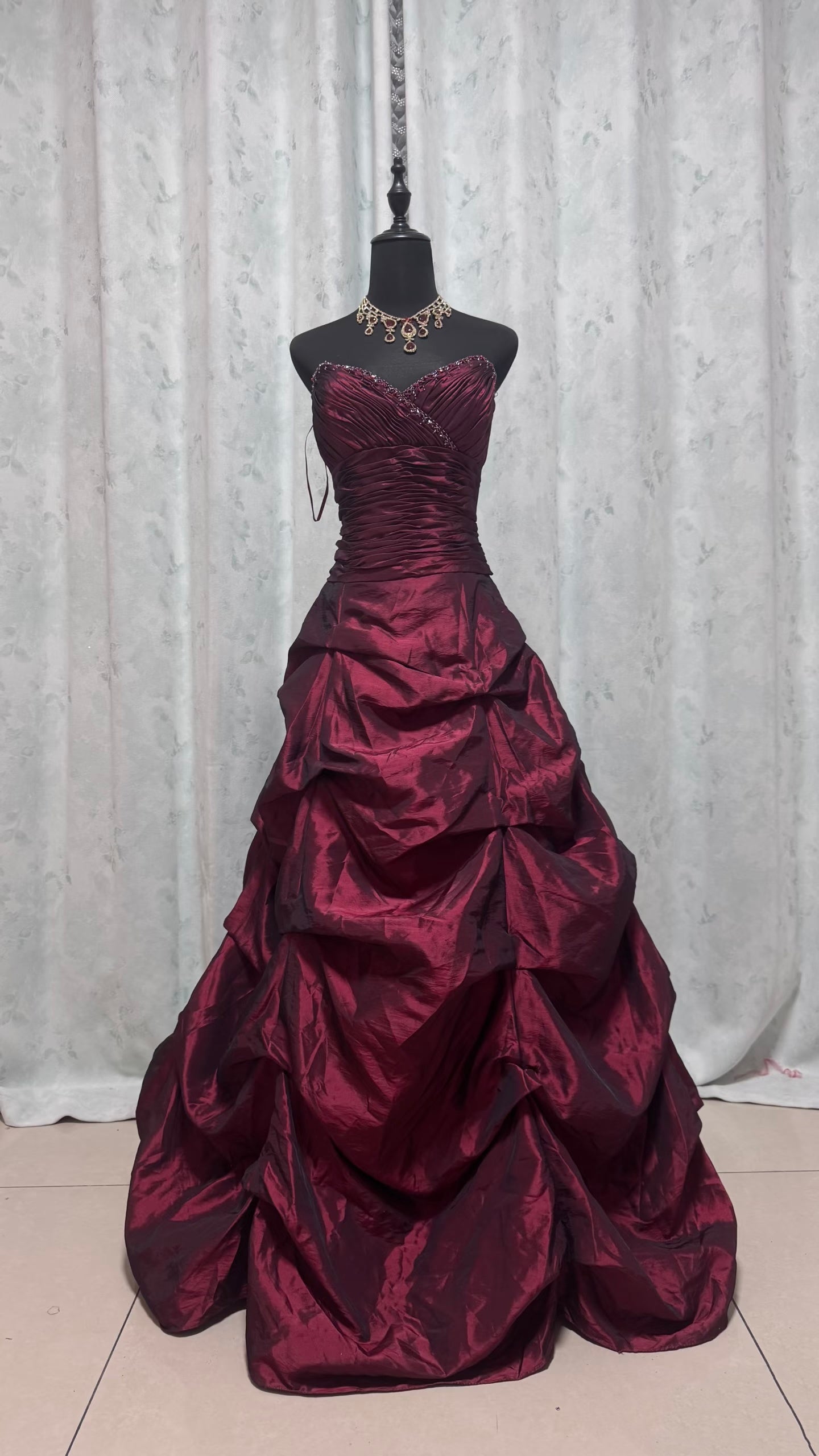 Sweetheart Dark Red Prom Dress Ball Gown Birthday Dress  J9564