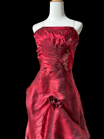 Strapless Burgundy Retro Prom Dress A Line Formal  Dress J9577