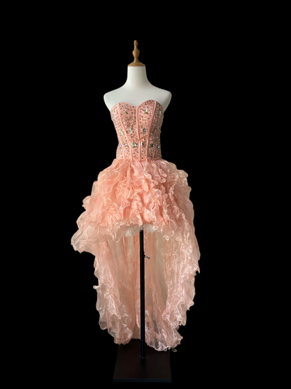 Robe de bal bustier violette en satin avec appliques, robe de soirée formelle J9413