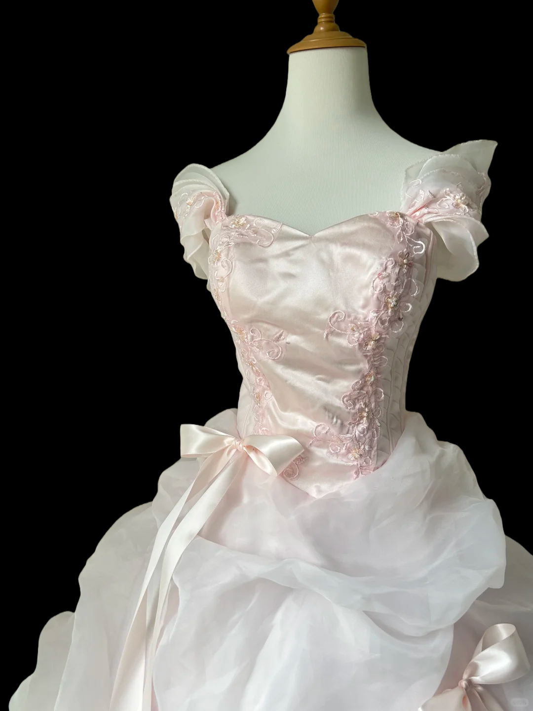 Off The Shoulder Sweet Pink Birthday Dress Ball Gown Organza Princess Dress J9584