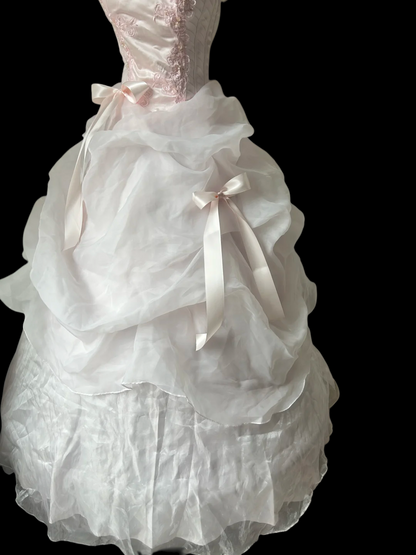 Off The Shoulder Sweet Pink Birthday Dress Ball Gown Organza Princess Dress J9584