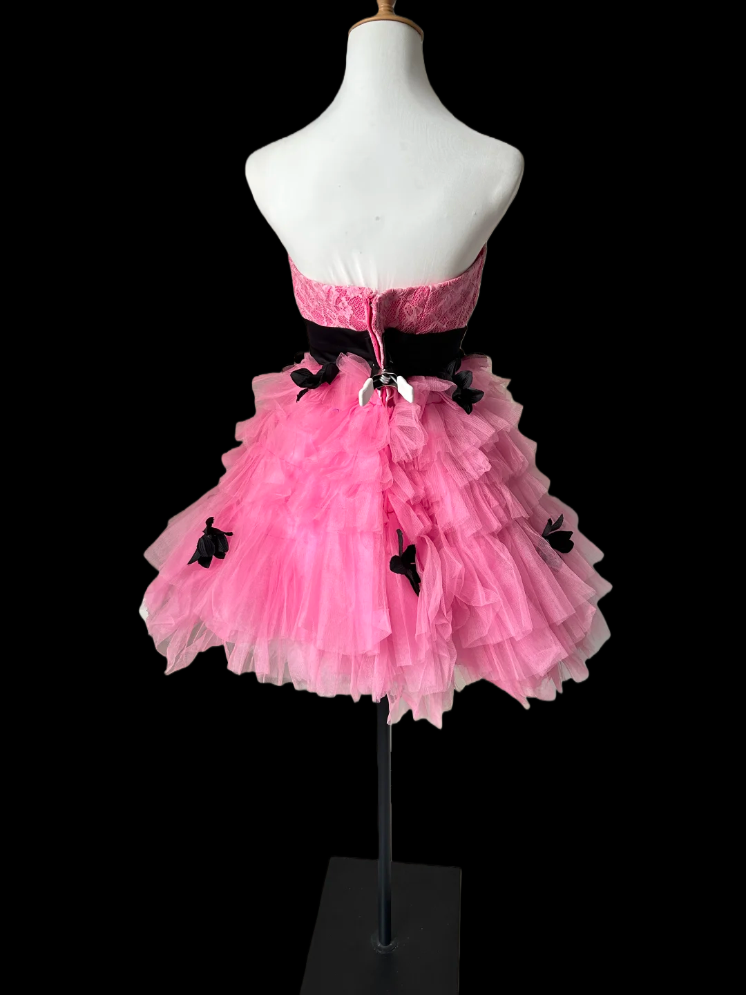Strapless Pink Tulle Short Birthday Dress Layered Party Dress J9586