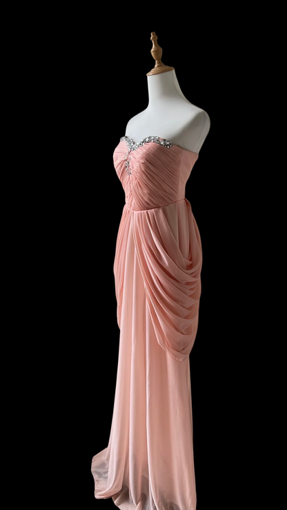 Robe de bal bustier violette en satin avec appliques, robe de soirée formelle J9413