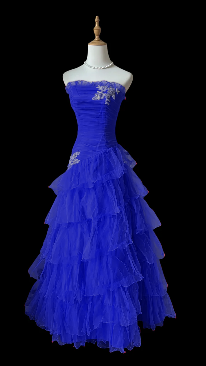 Ruffled Strapless A Line Layered Prom Dress Hot Pink Formal Dress  J9590