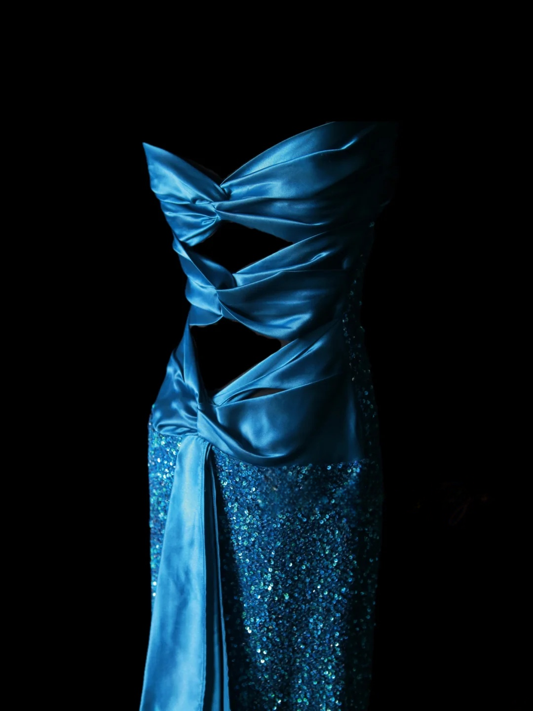 Strapless Blue Sheath Prom Dress Sequin Formal Party Dress J9609