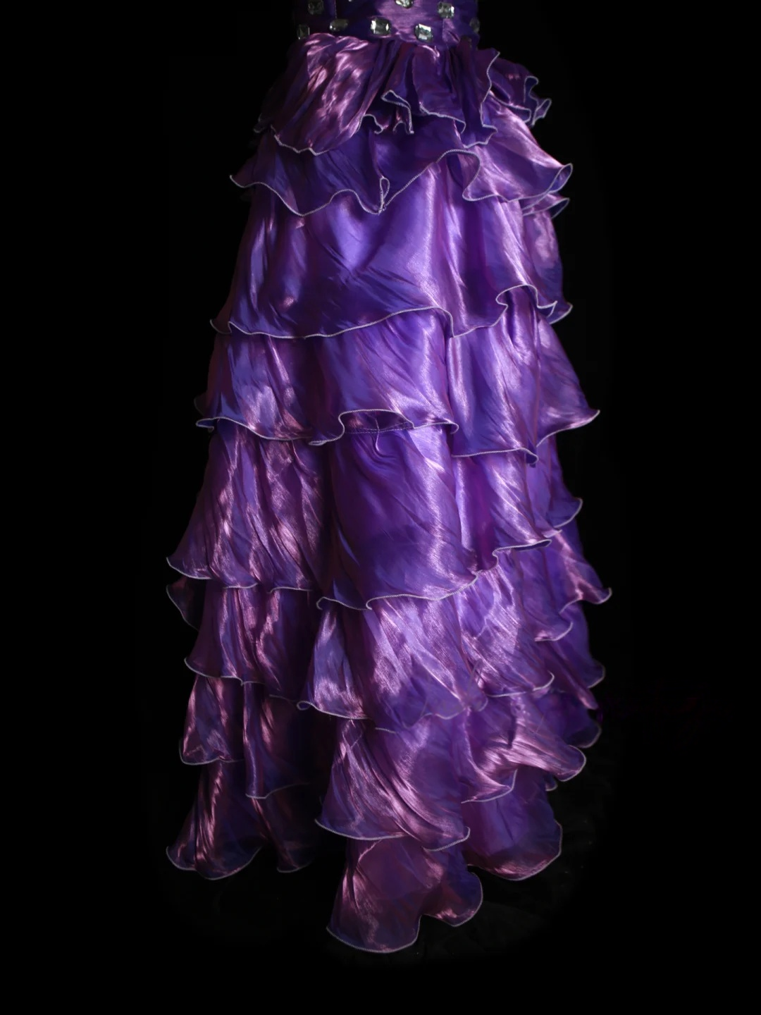 Robe de bal bustier violette en satin avec appliques, robe de soirée formelle J9413