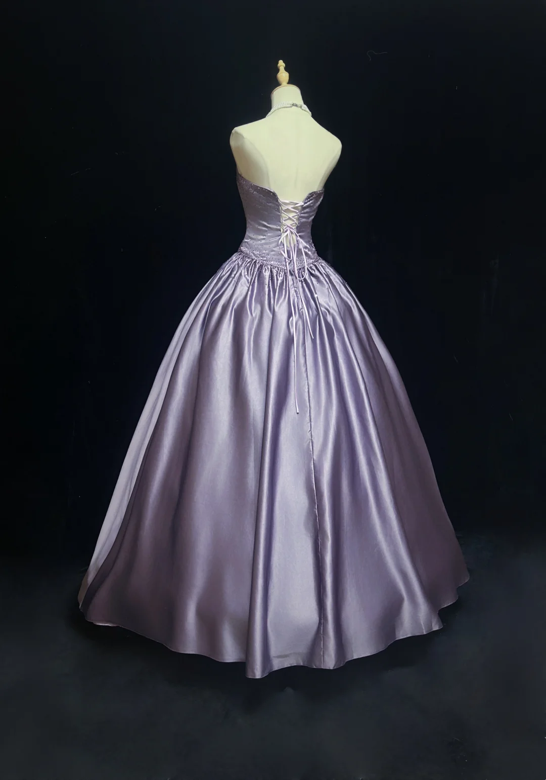 Strapless A Line Lilac Satin Prom Dress Formal Evening Dress Birthday Gown J9618