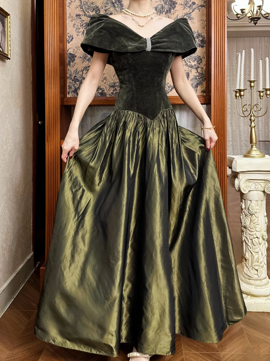 Trägerloses silbernes Vintage-Abendkleid, A-Linie, Geburtstagskleid J9370