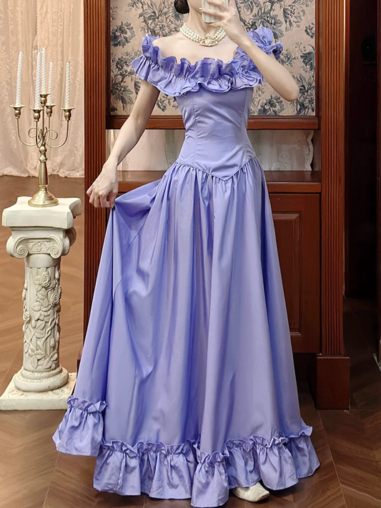 Off The Shoulder Lilac Prom Dress A Line Ruffled Formal Dress J9622