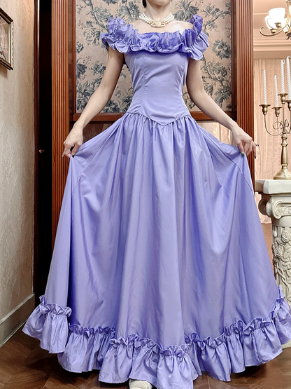 Off The Shoulder Lilac Prom Dress A Line Ruffled Formal Dress J9622