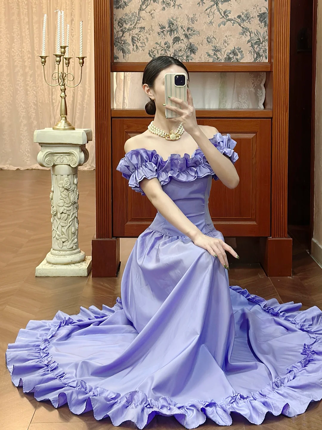 Off The Shoulder Lilac Prom Dress A Line Ruffled Formal Dress J9622