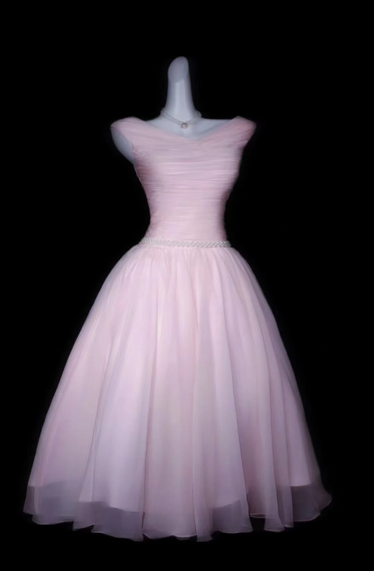 Off The Shoulder Pink Birthday Dress Chiffon Formal Dress J9626