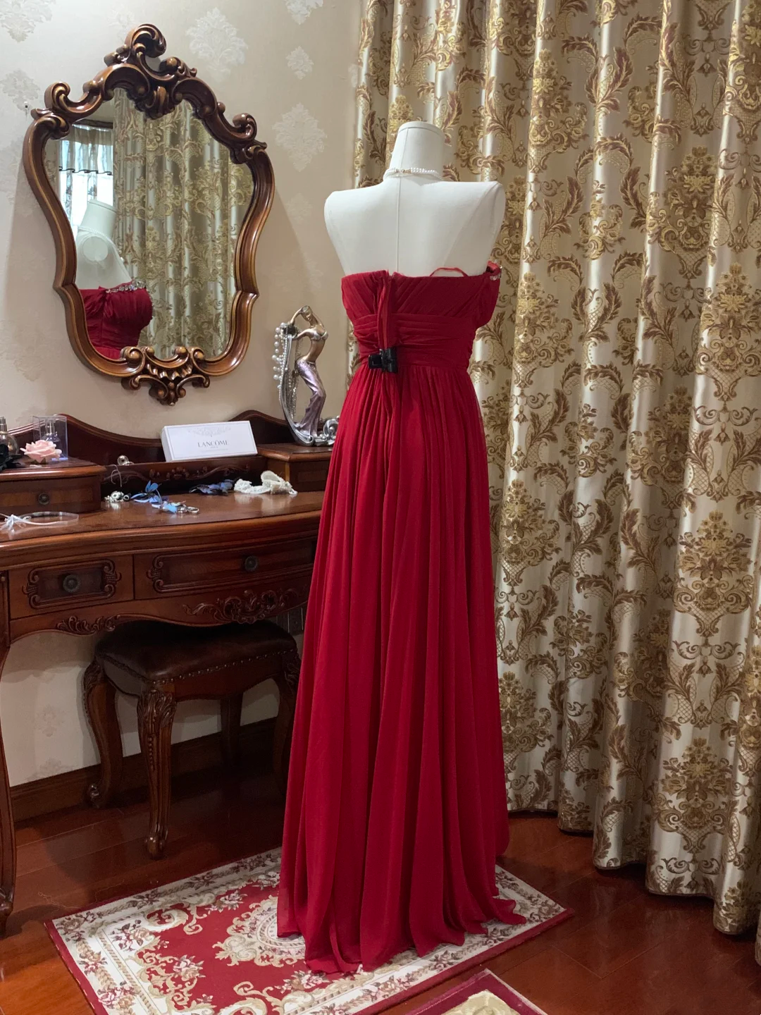 Trägerloses silbernes Vintage-Abendkleid, A-Linie, Geburtstagskleid J9370