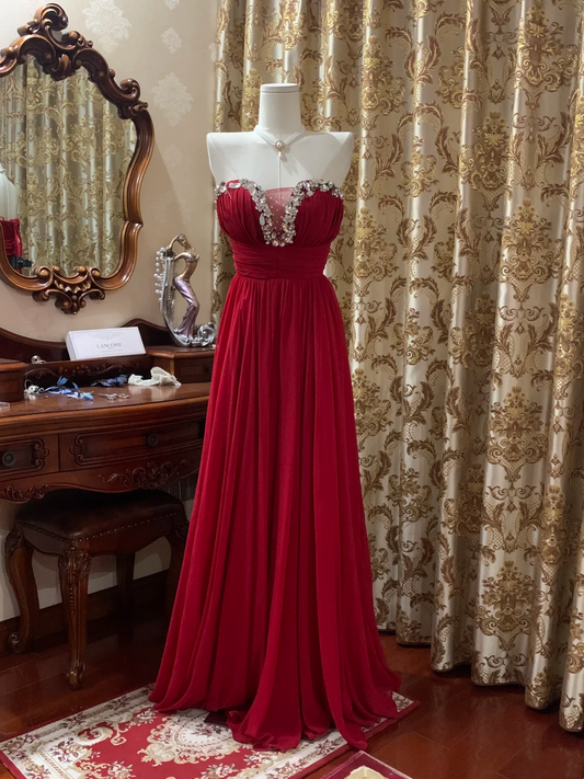 Trägerloses silbernes Vintage-Abendkleid, A-Linie, Geburtstagskleid J9370