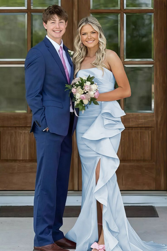 Trägerloses silbernes Vintage-Abendkleid, A-Linie, Geburtstagskleid J9370