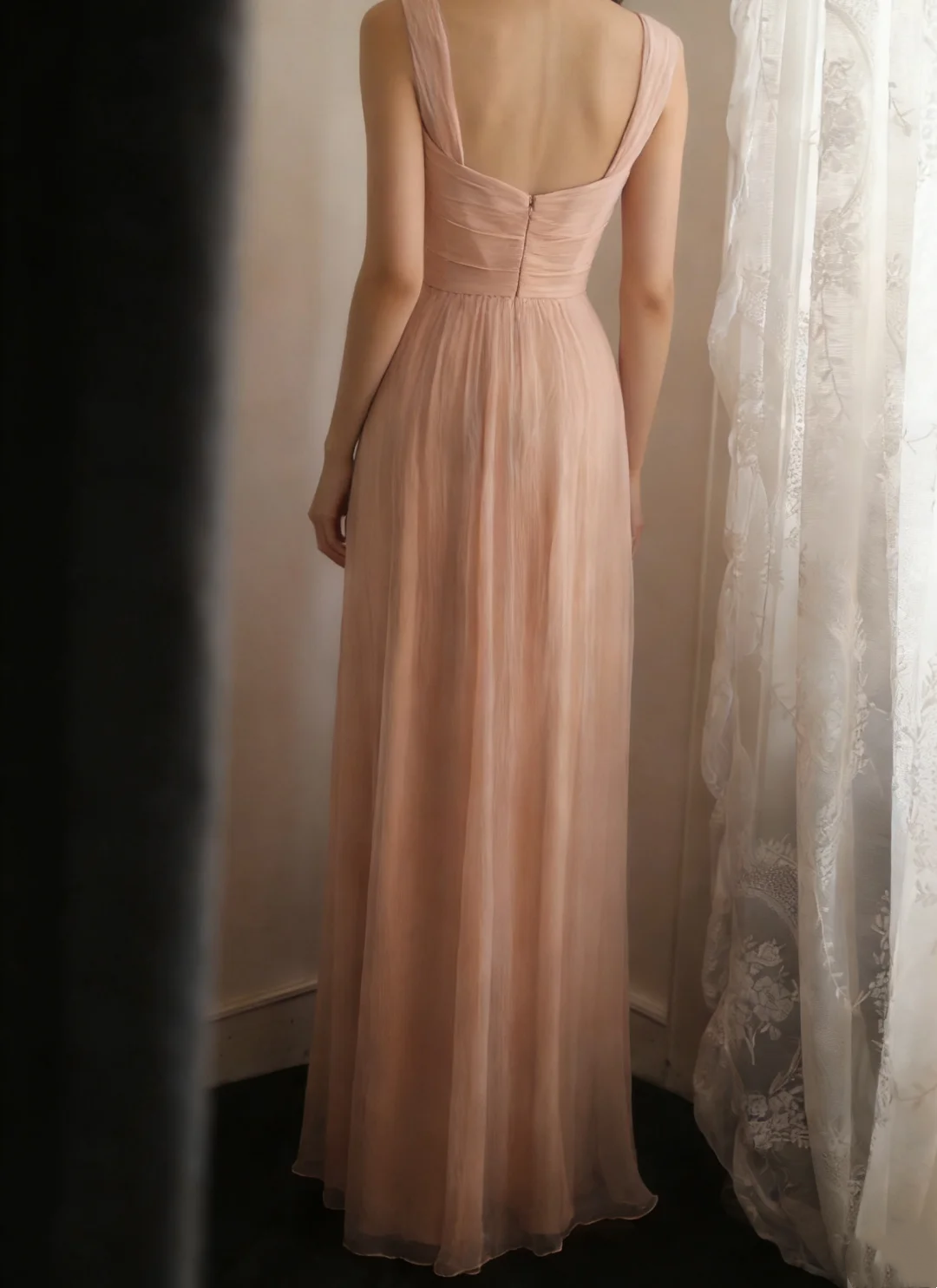 Trägerloses silbernes Vintage-Abendkleid, A-Linie, Geburtstagskleid J9370