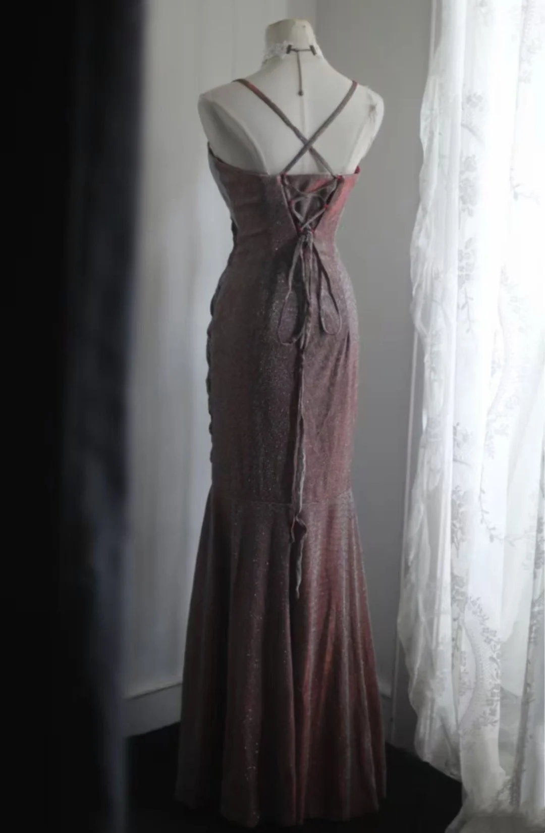 Pleated Mermaid Prom Dress Sparkle Evening Dress  J9641