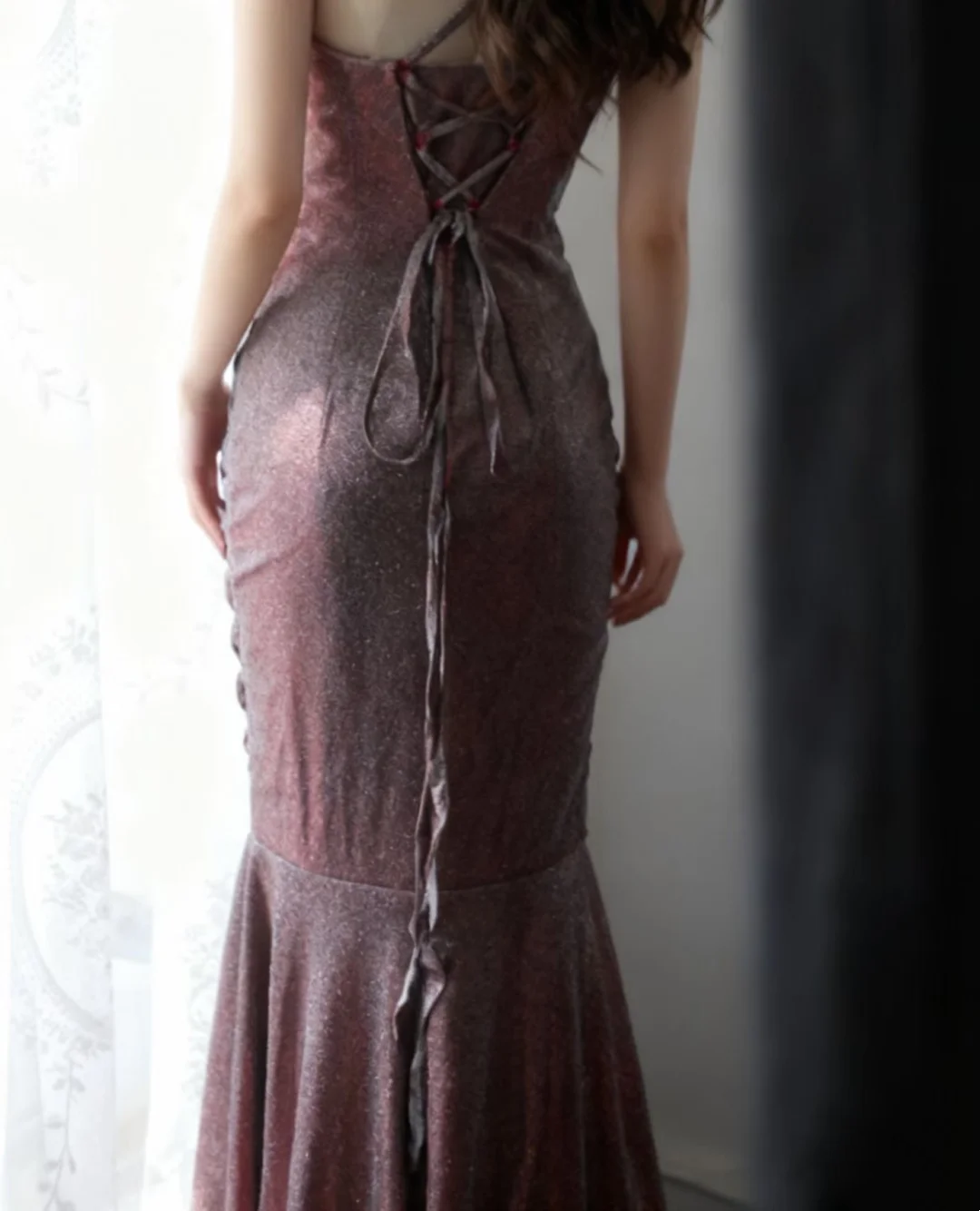 Pleated Mermaid Prom Dress Sparkle Evening Dress  J9641