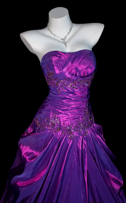 Trägerloses silbernes Vintage-Abendkleid, A-Linie, Geburtstagskleid J9370
