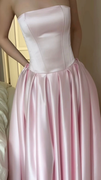 Robe de bal bustier violette en satin avec appliques, robe de soirée formelle J9413