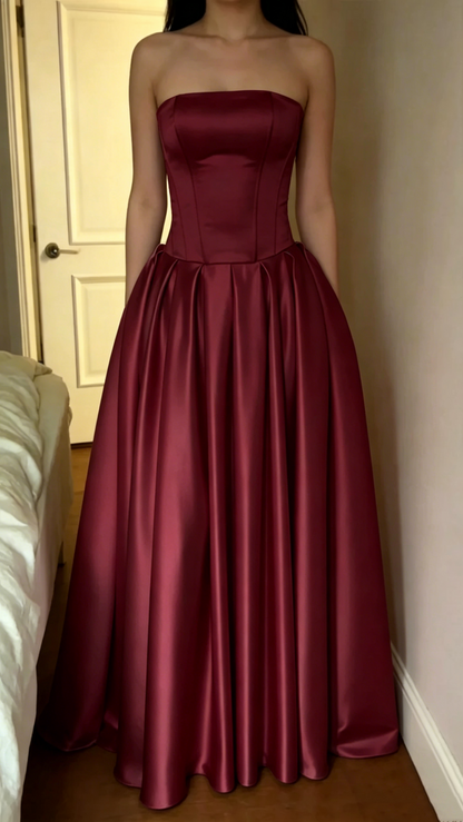 Robe de bal bustier violette en satin avec appliques, robe de soirée formelle J9413