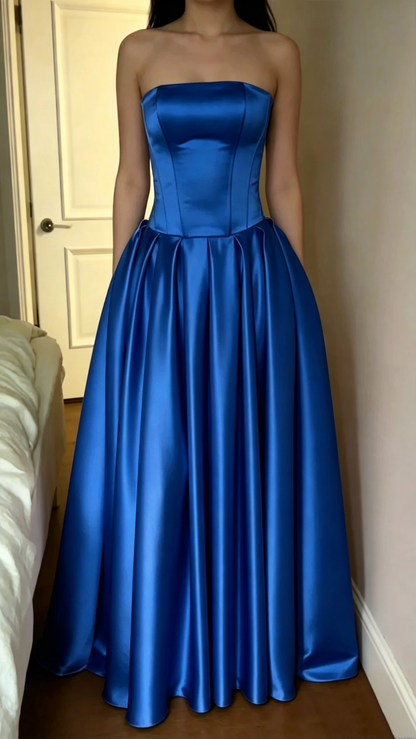 Robe de bal bustier violette en satin avec appliques, robe de soirée formelle J9413