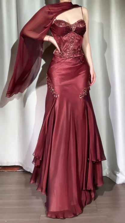 Vintage Olive Green Prom Dresses With Appliques Evening Party Dress  J9657