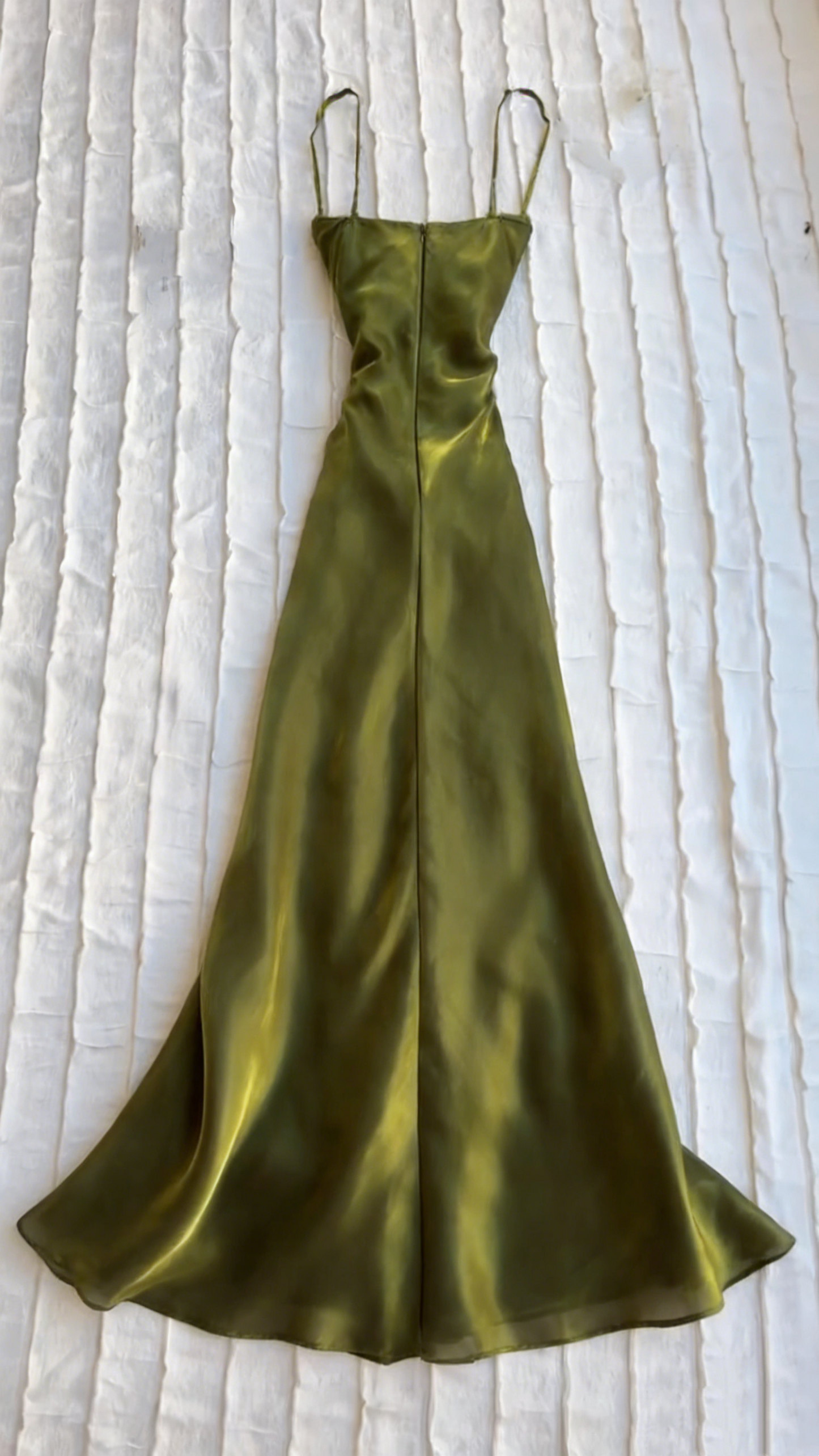 Spaghetti Straps Green Sheath Prom Dresses Evening Party Dress  J9658