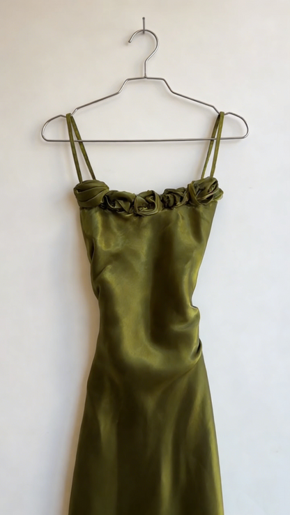 Spaghetti Straps Green Sheath Prom Dresses Evening Party Dress  J9658