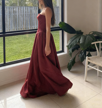 Robe de bal bustier violette en satin avec appliques, robe de soirée formelle J9413