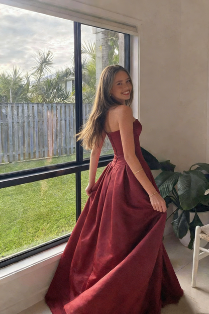 Robe de bal bustier violette en satin avec appliques, robe de soirée formelle J9413