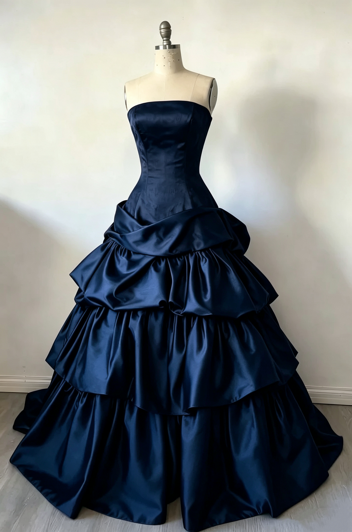 Robe de bal bustier violette en satin avec appliques, robe de soirée formelle J9413