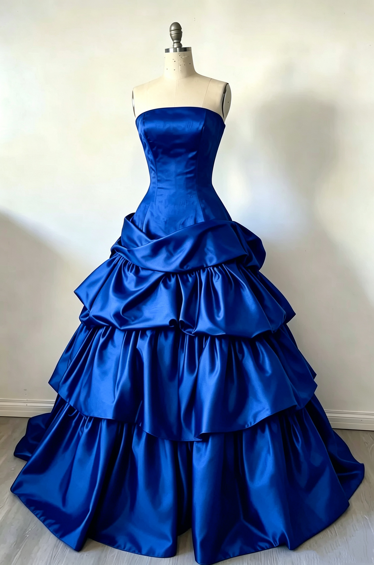 Robe de bal bustier violette en satin avec appliques, robe de soirée formelle J9413