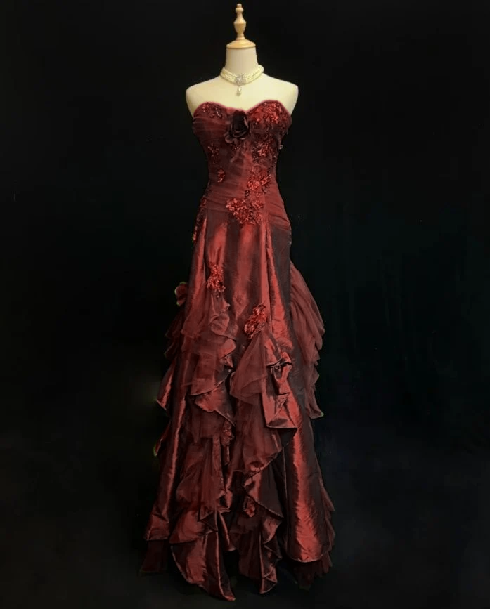 Sweetheart Green Ruffled Prom Dress Vintage Formal Evening Gown  J9726