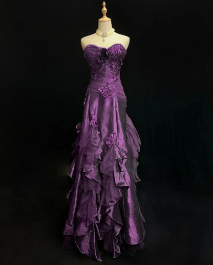 Sweetheart Green Ruffled Prom Dress Vintage Formal Evening Gown  J9726