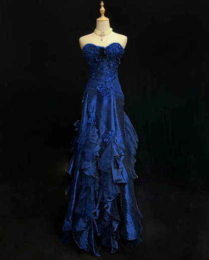 Sweetheart Green Ruffled Prom Dress Vintage Formal Evening Gown  J9726