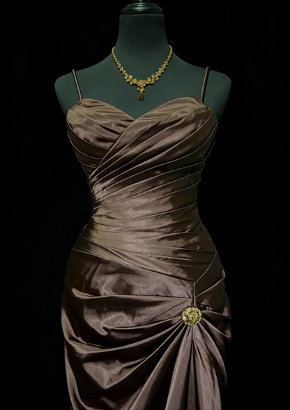 Trägerloses silbernes Vintage-Abendkleid, A-Linie, Geburtstagskleid J9370