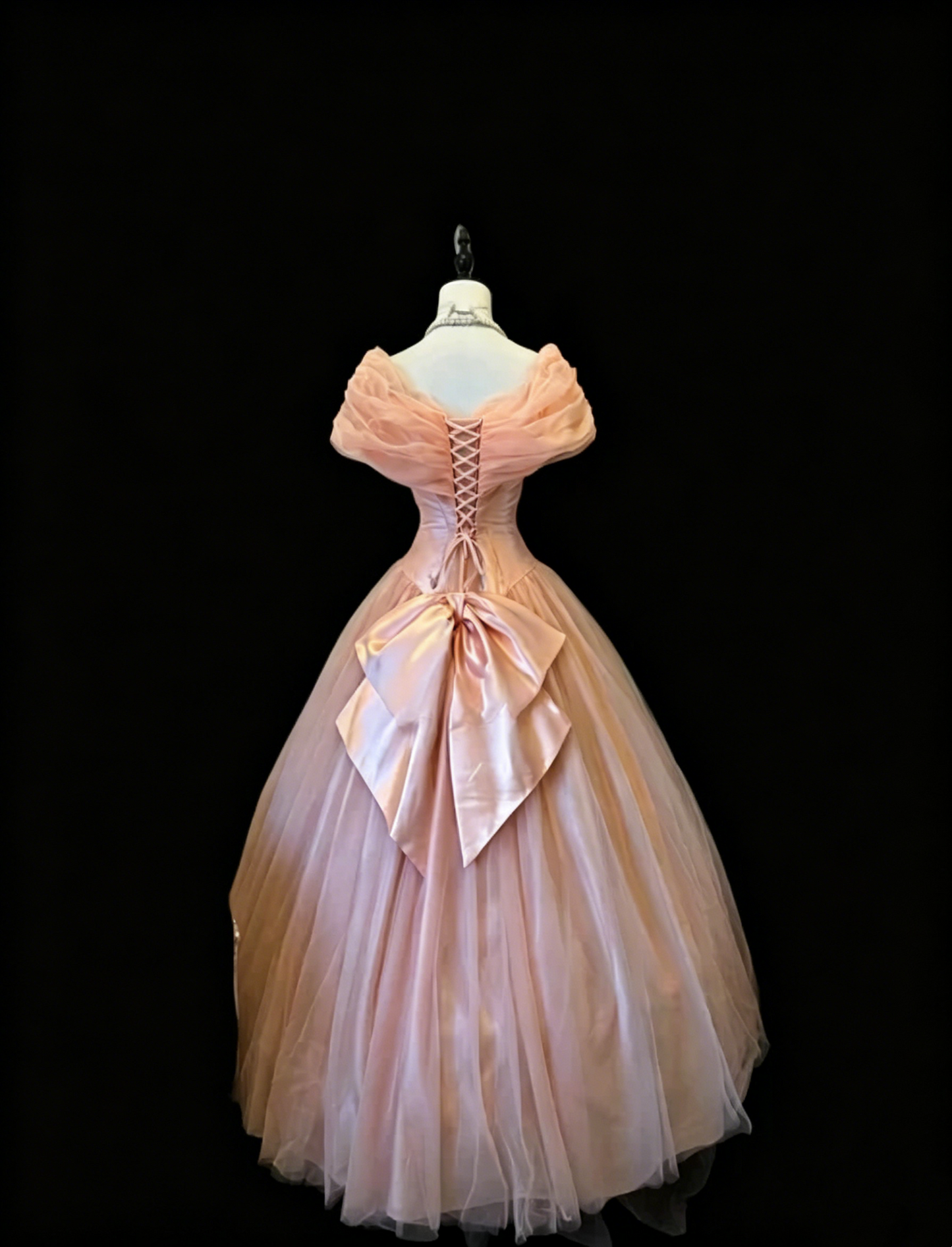 Off The Shoulder Pink Princess Prom Dress Tulle Formal Prom Dress J9838