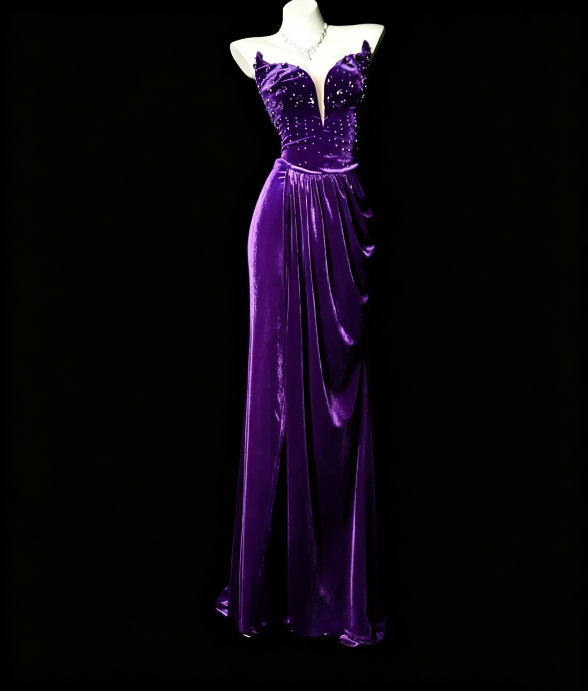 Trägerloses silbernes Vintage-Abendkleid, A-Linie, Geburtstagskleid J9370